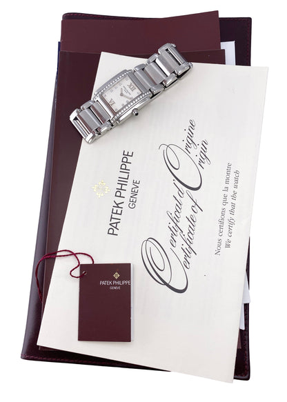 Patek Philippe Twenty-4 4910 Diamond White Dial Ladies Watch With Papers - Watches