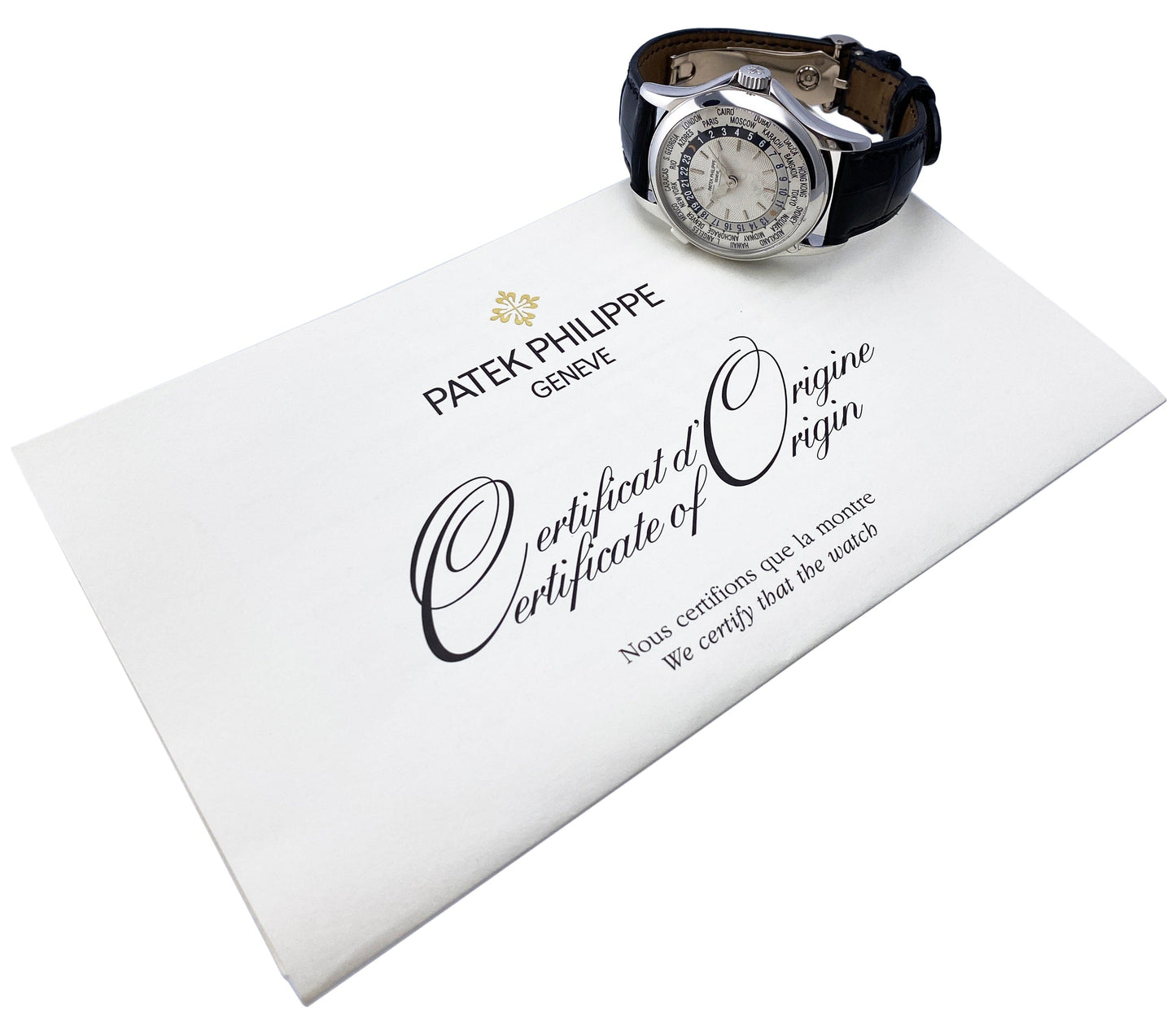 Patek Philippe World Time 5110G 18K White Gold Mens Watch With Papers