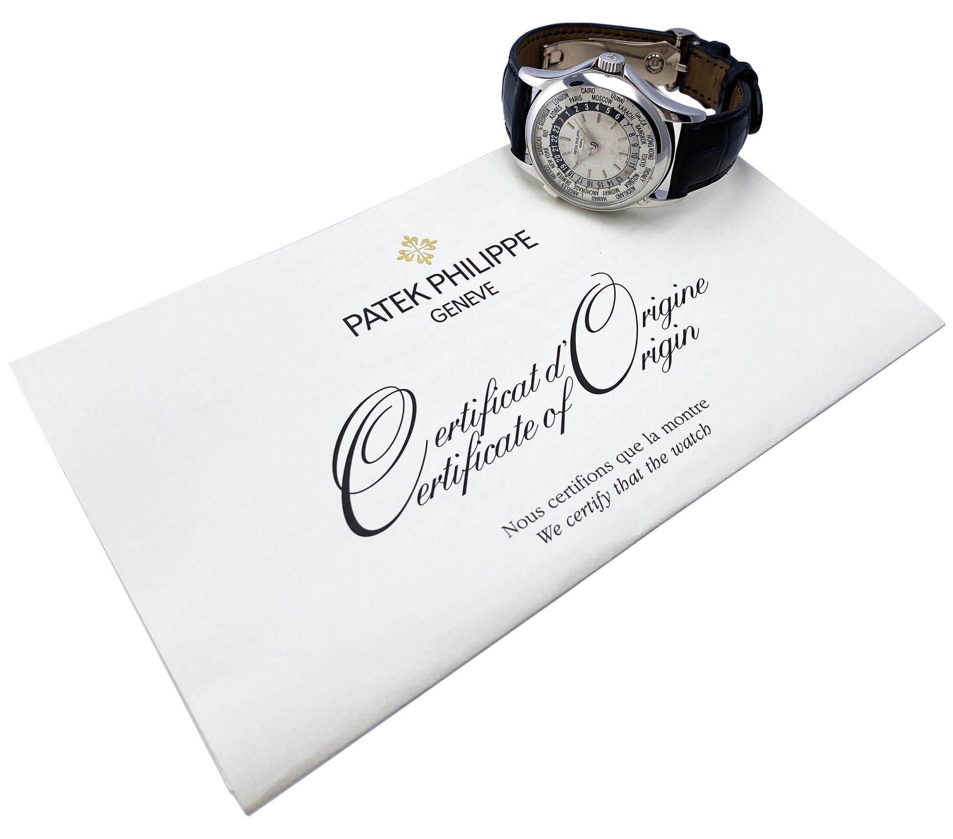 Patek Philippe World Time 5110G 18K White Gold Mens Watch With Papers