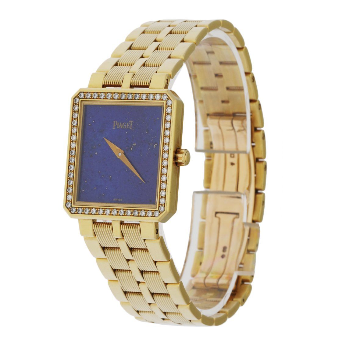 Piaget 50155 M601D Lapis Dial 18K Yellow Gold Diamond Bezel Set Ladies Watch - Wristwatch