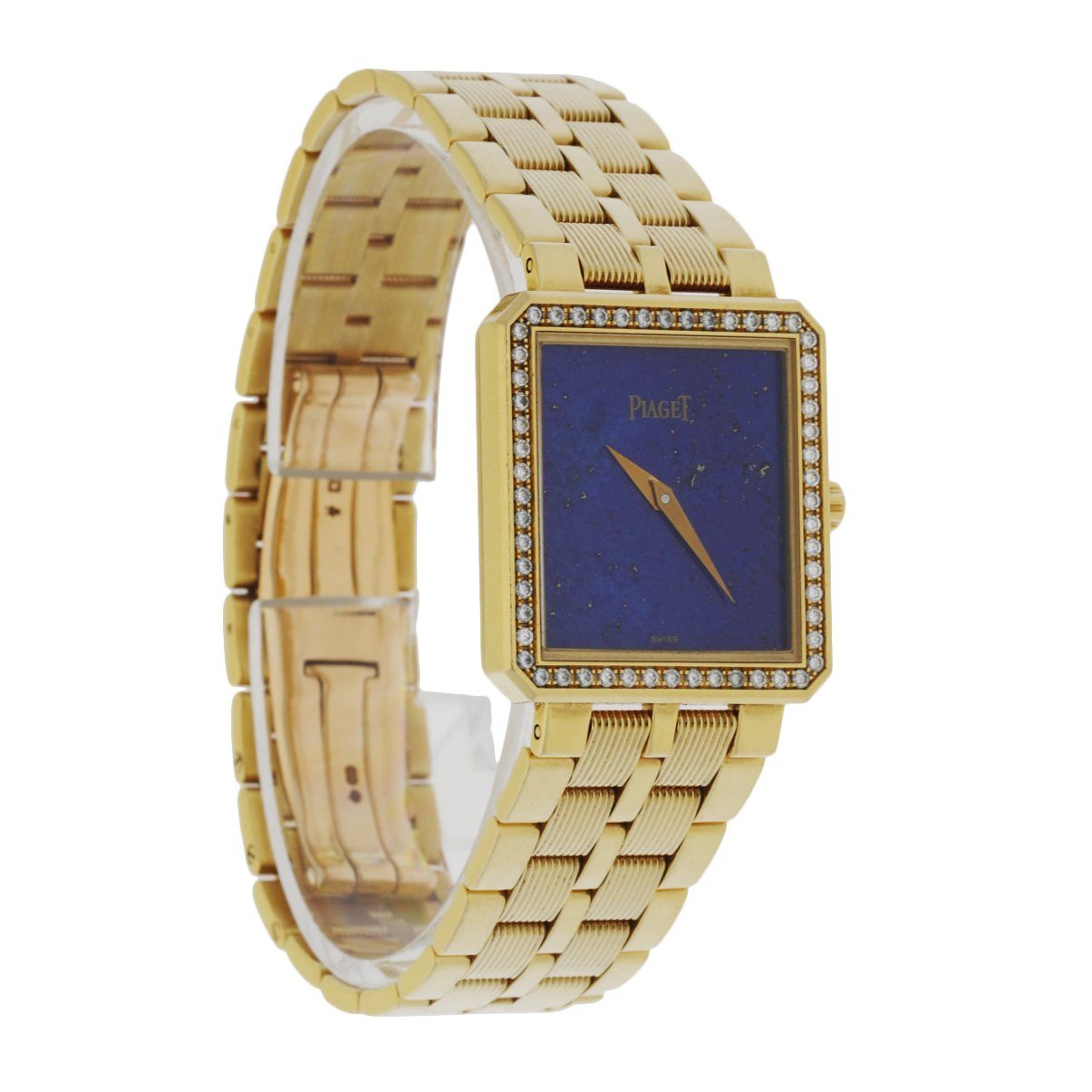 Piaget 50155 M601D Lapis Dial 18K Yellow Gold Diamond Bezel Set Ladies Watch - Wristwatch