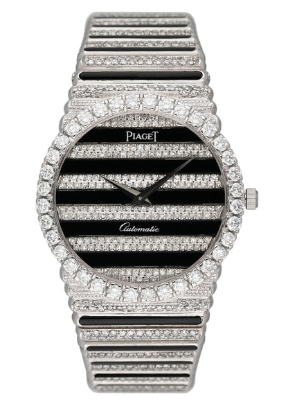Piaget Polo 18K White Gold Diamond Onyx Ladies Watch