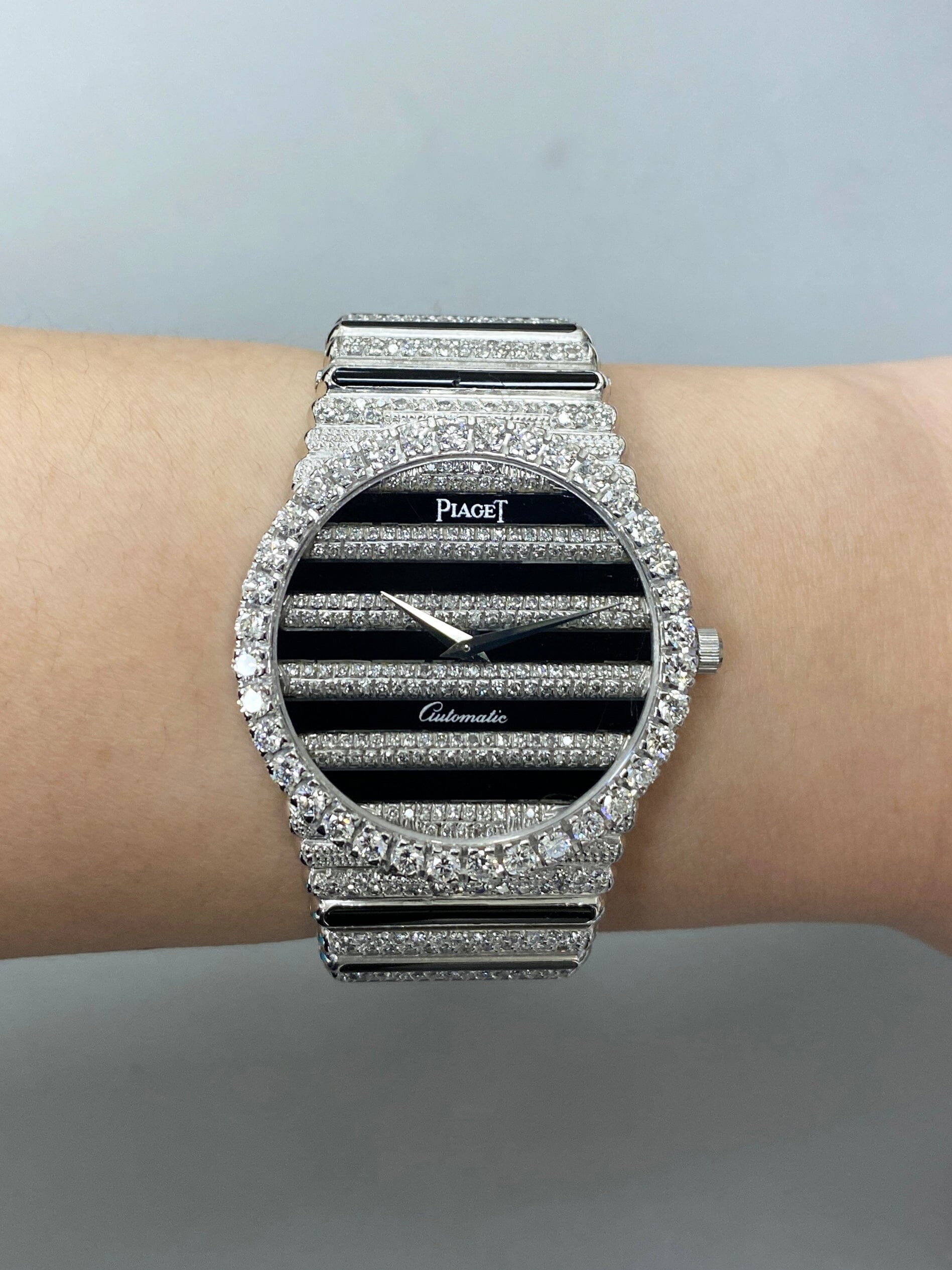 Piaget Polo 18K White Gold Diamond Onyx Ladies Watch