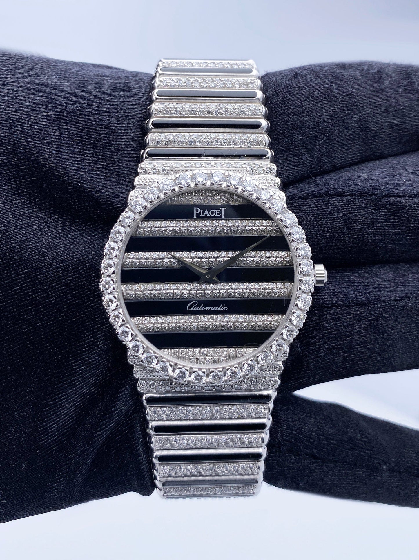 Piaget Polo 18K White Gold Diamond Onyx Ladies Watch