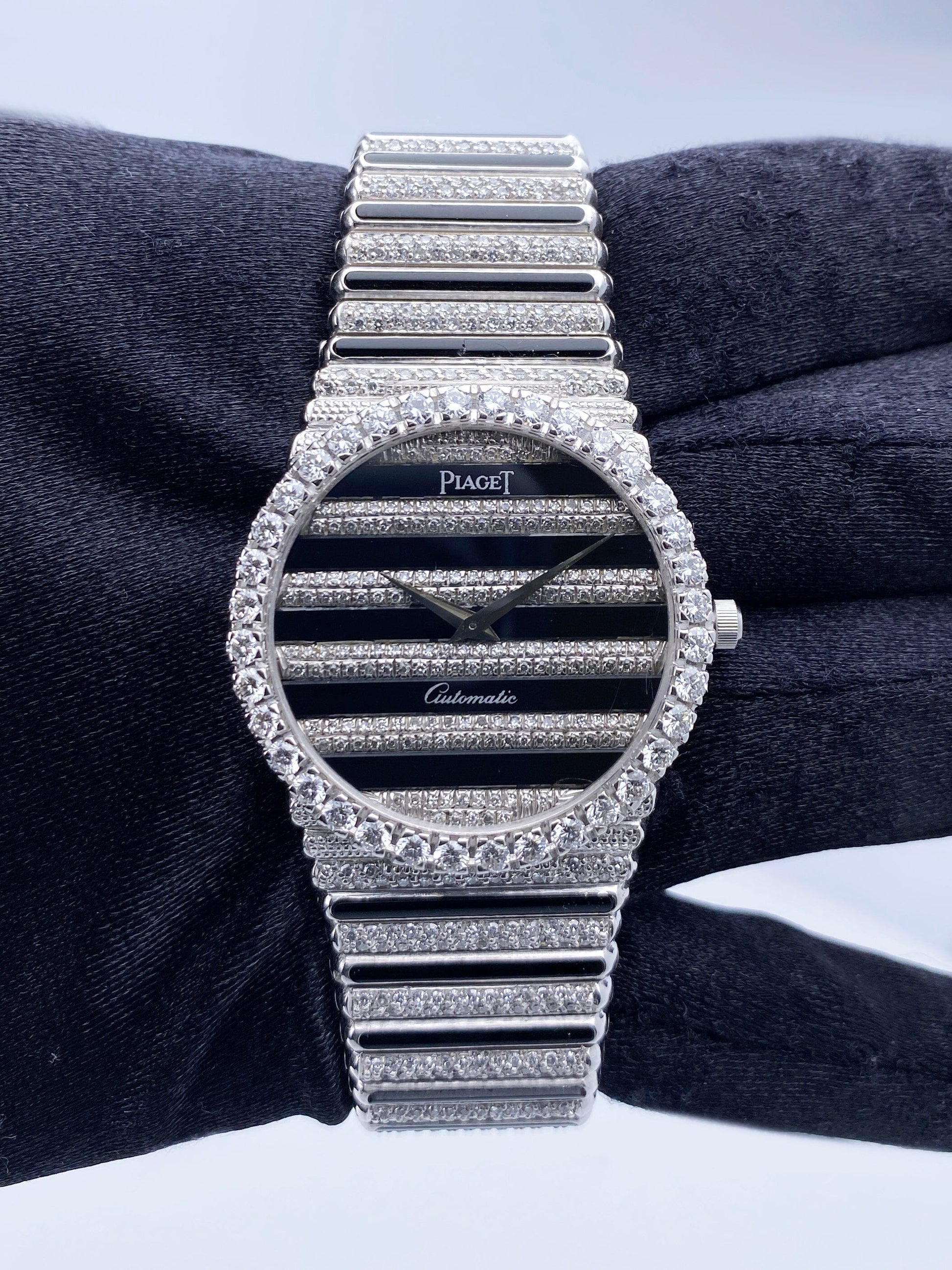 Piaget Polo 18K White Gold Diamond Onyx Ladies Watch