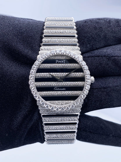 Piaget Polo 18K White Gold Diamond Onyx Ladies Watch