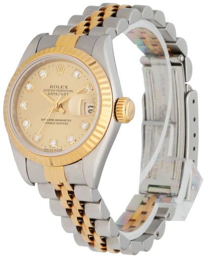Rolex 69173 Stainless Steel & 18K Yellow Gold Diamond Dial Ladies Watch