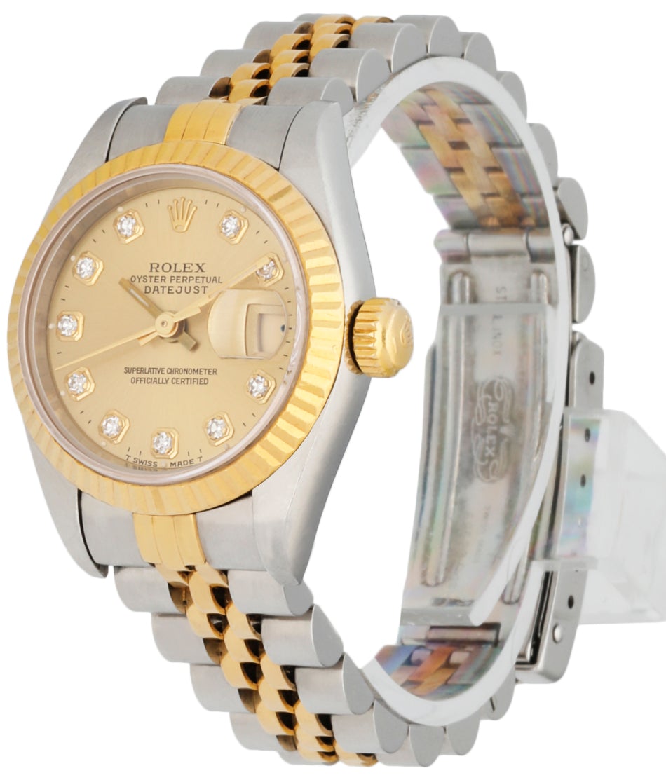 Rolex 69173 Stainless Steel & 18K Yellow Gold Diamond Dial Ladies Watch