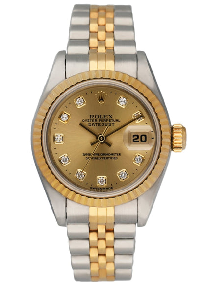 Rolex 69173 Stainless Steel & 18K Yellow Gold Diamond Dial Ladies Watch