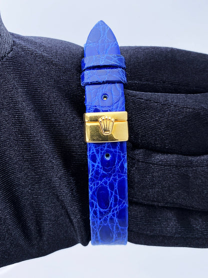 Rolex Cellini 5222 Lapis Dial Diamond Ladies Watch