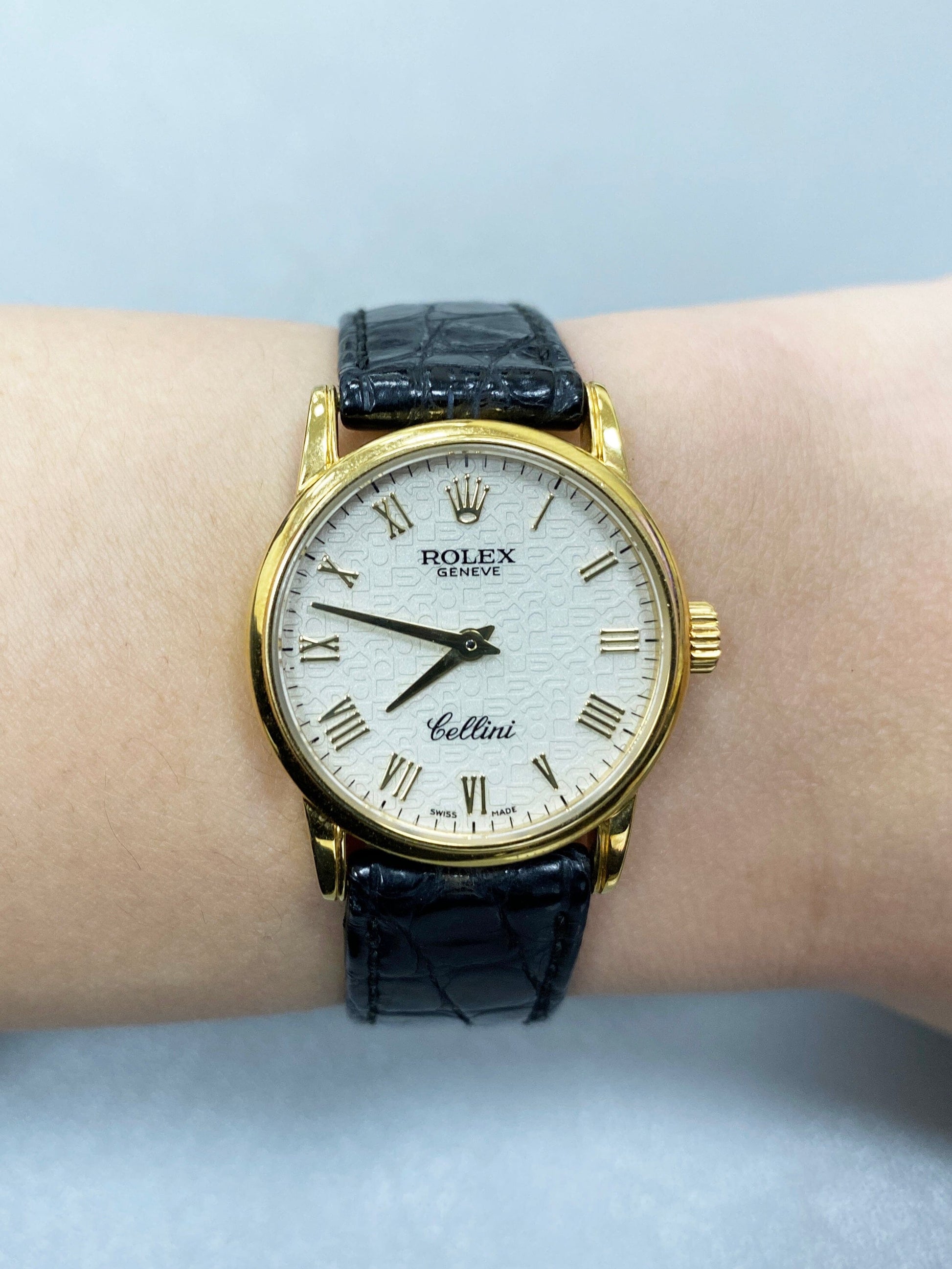 Rolex Cellini 6111/8 Ivory Anniversary Dial Yellow Gold Ladies Watch Box Papers