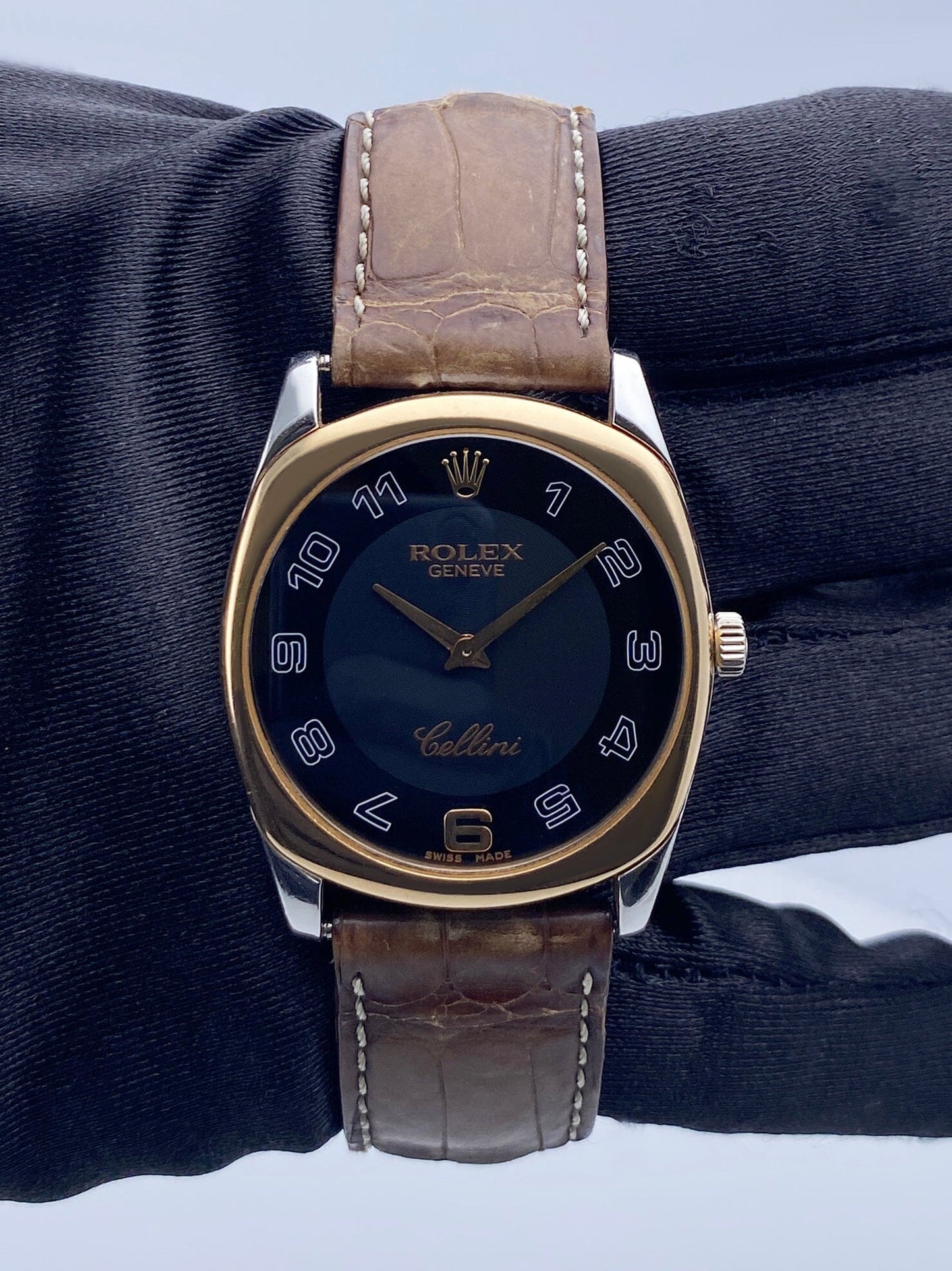 Rolex Cellini Danaos 4233 18K White & Rose Gold Mens Watch Box Papers