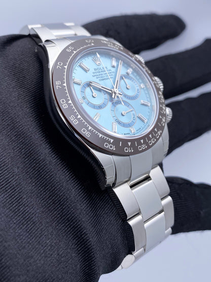 Rolex Cosmograph Daytona 116506 Ice-Blue Dial Platinum Mens Watch Box Papers