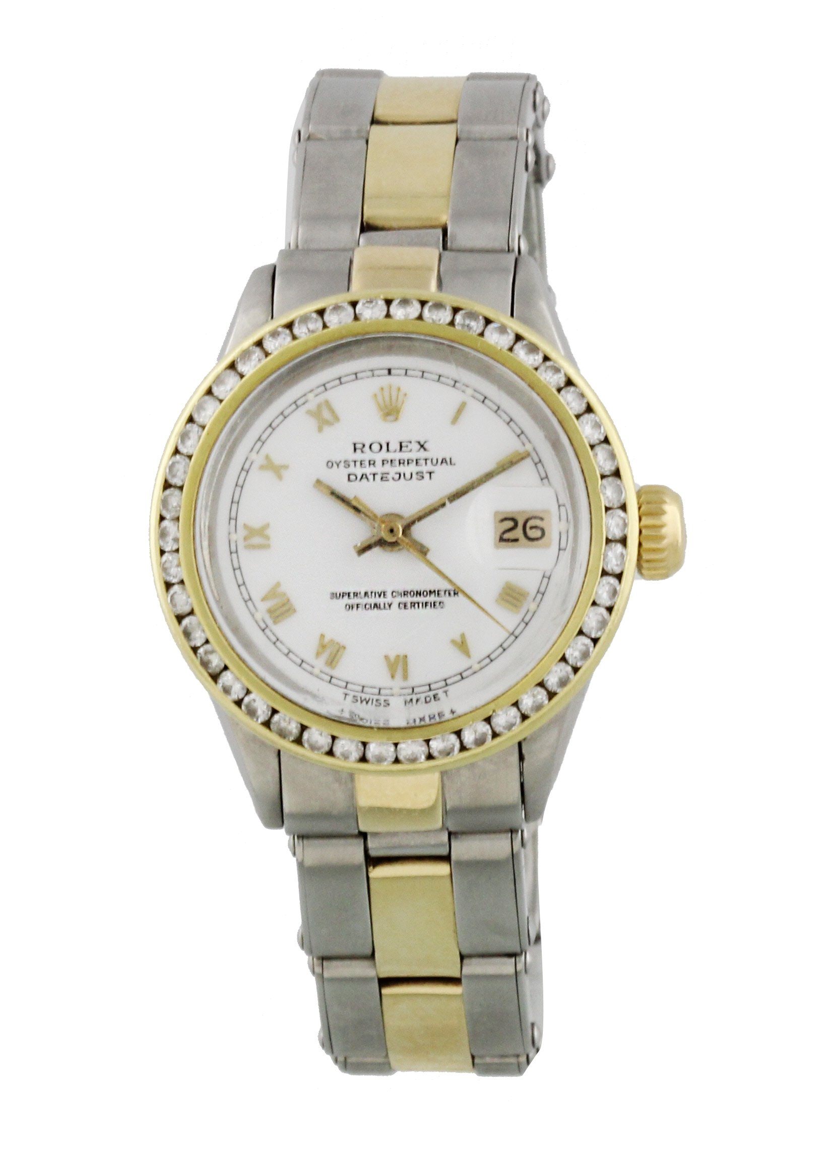 Rolex Date 6517 Diamond Bezel Vintage Ladies Watch Box Papers - Wristwatch