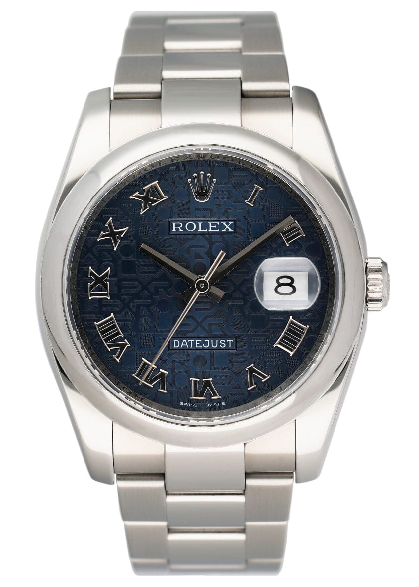 Rolex Datejust 116200 Blue Anniversary Dial Mens Watch Box Papers