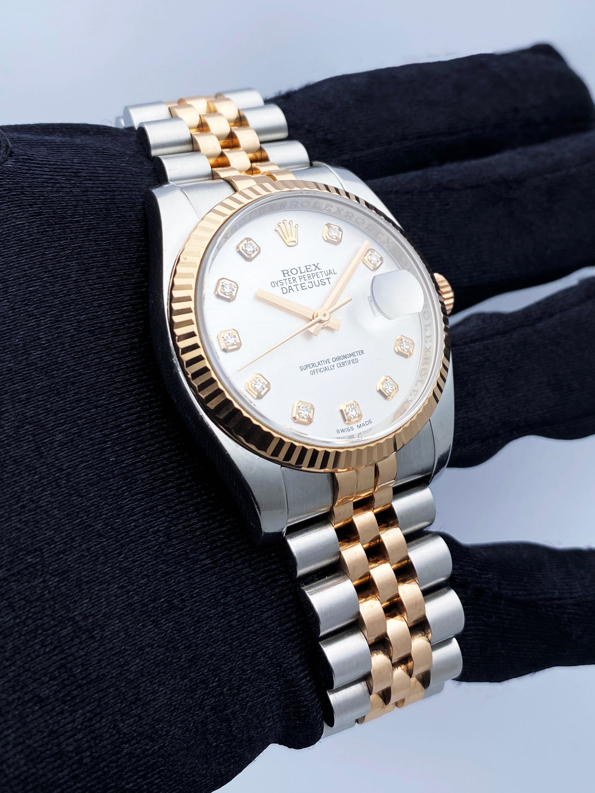 Rolex Datejust 116231 Diamond Silver Dial Mens Watch - Wristwatch