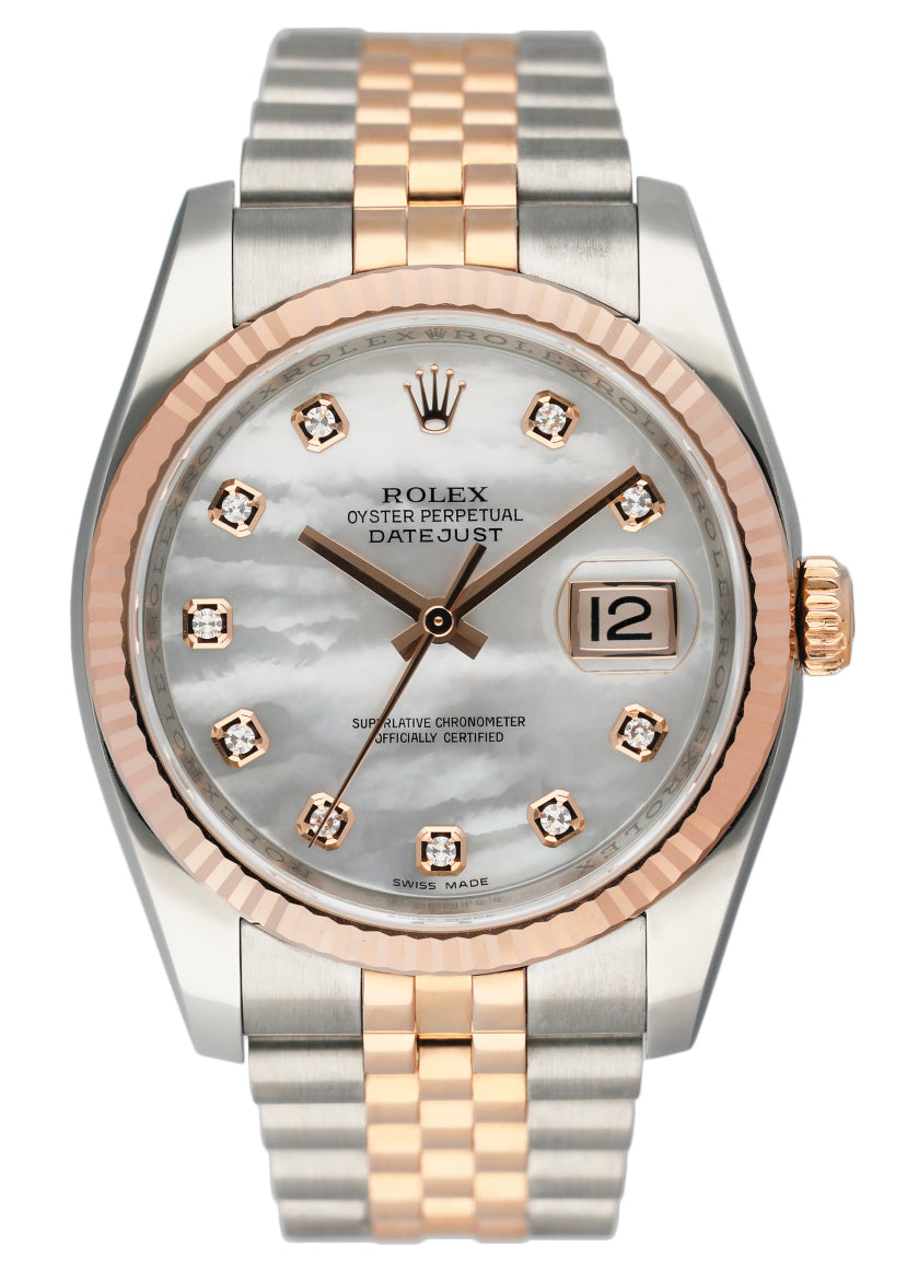Rolex Oyster Perpetual Datejust 36 Rose Dial Stainless Steel and