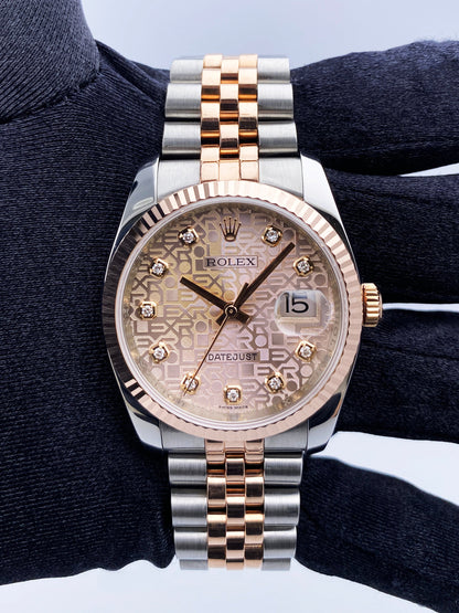 Rolex Datejust 116231 Pink Anniversary Diamond Dial Watch - Virtual