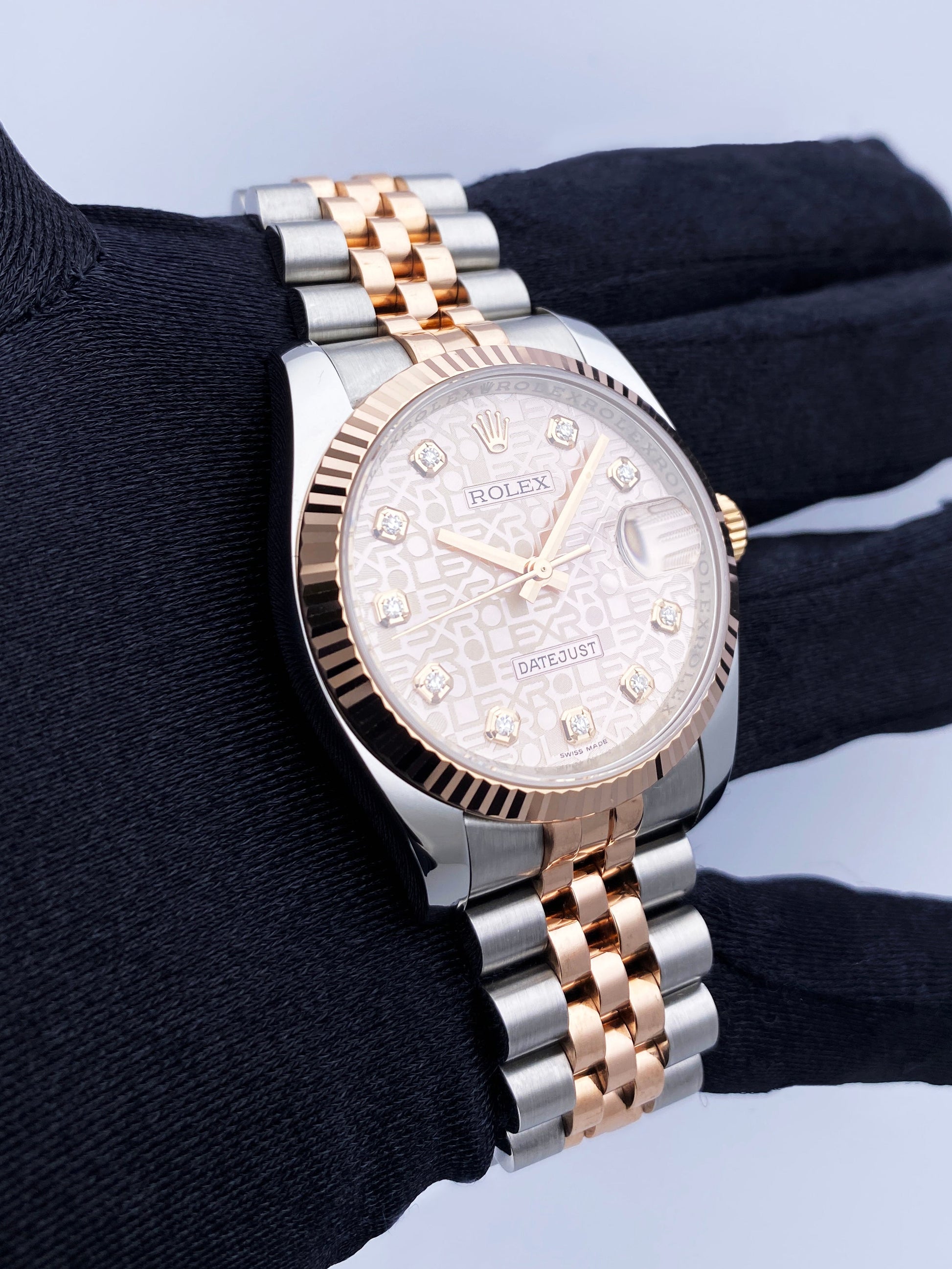 Rolex Datejust 116231 Pink Anniversary Diamond Dial Watch - Virtual
