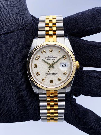 Rolex Datejust 116233 Ivory Anniversary Dial Mens Watch Box Papers