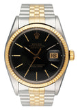 Rolex Datejust 16013 Black Dial Mens Watch Box Papers