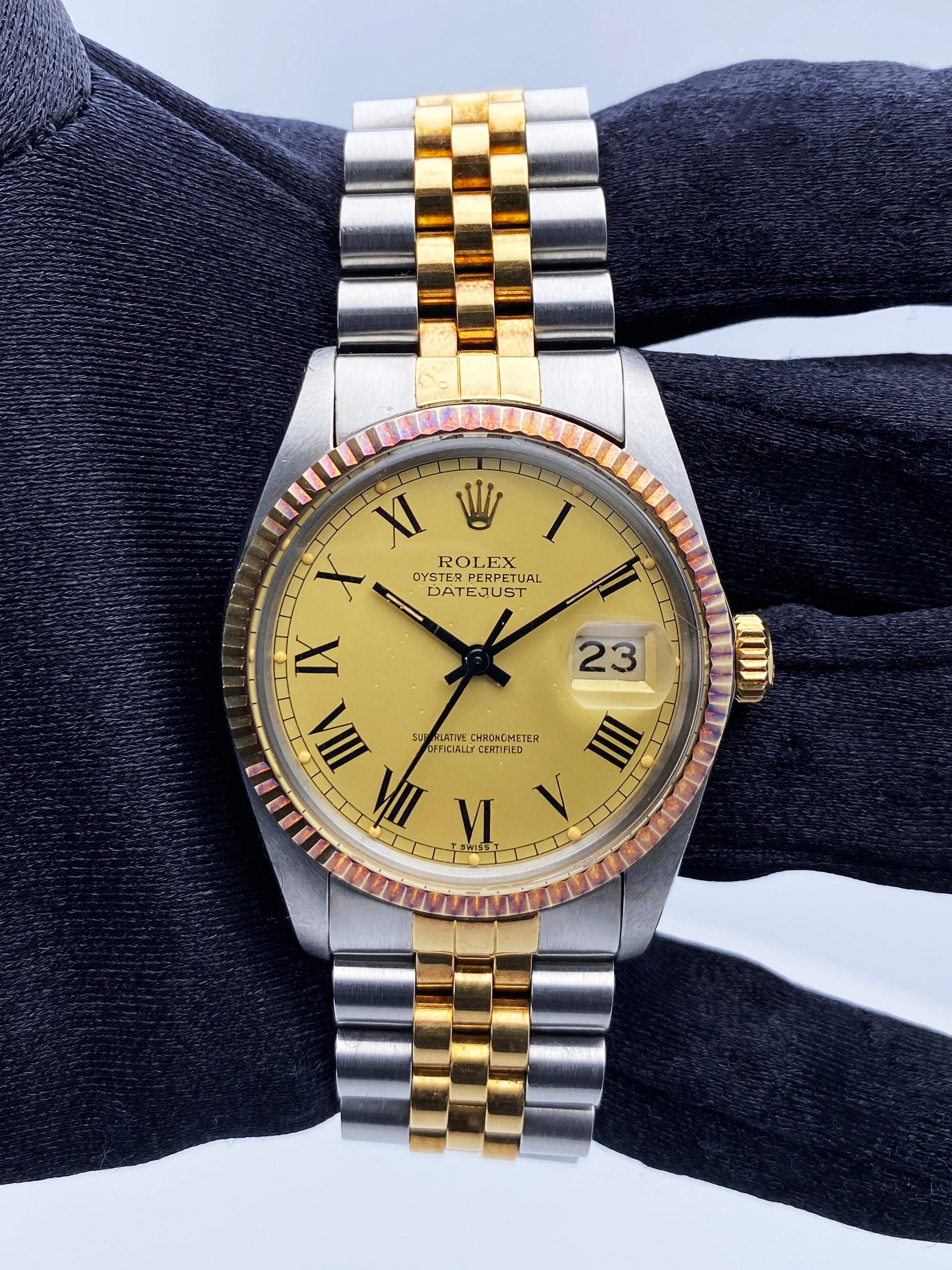 Rolex Datejust 16013 Buckley Dial Mens Watch Box Papers