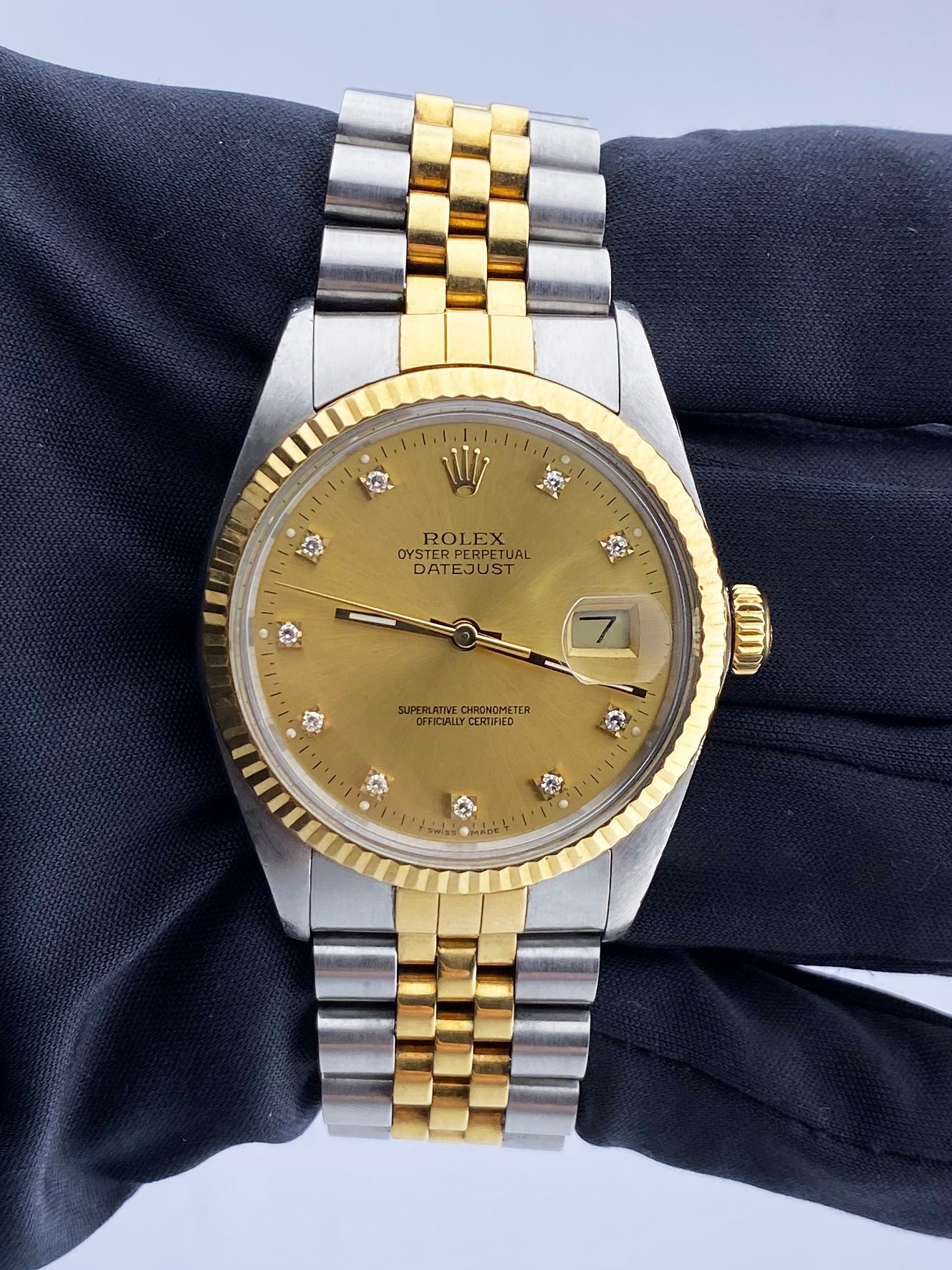 Rolex Datejust 16013 Diamond Dial Mens Watch