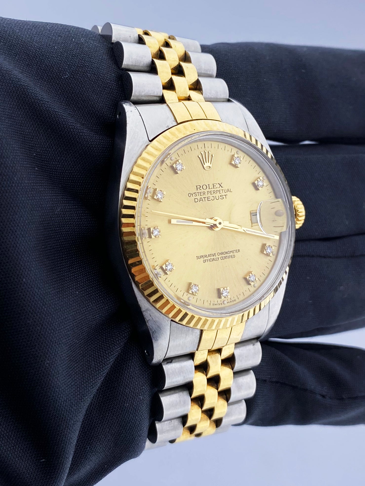 Rolex Datejust 16013 Diamond Dial Mens Watch