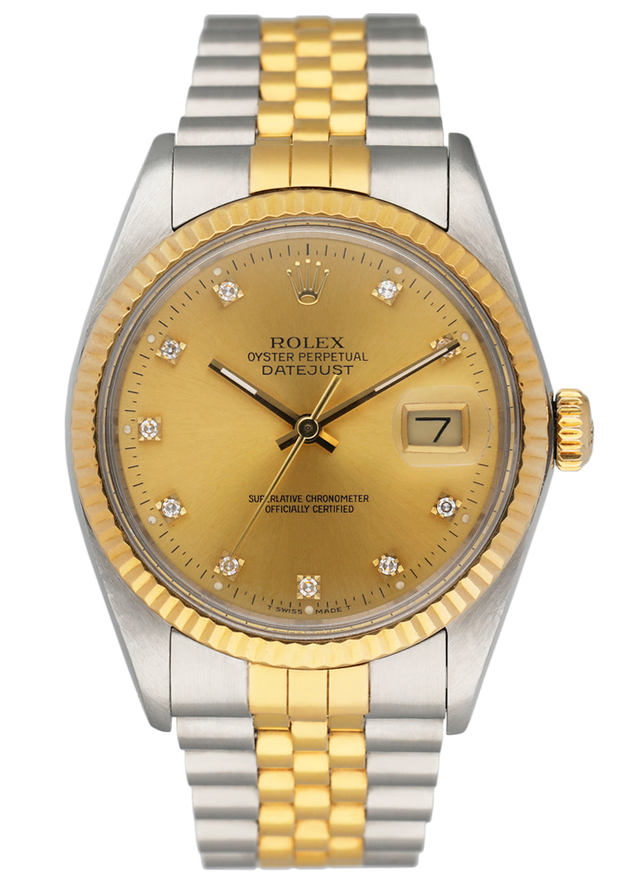 Rolex Datejust 16013 Diamond Dial Mens Watch