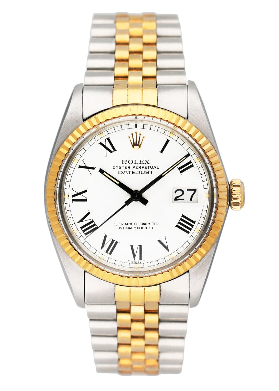 Rolex Datejust 16013 White Buckley Dial Two Tone Mens Watch – Phigora