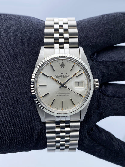 Rolex Datejust 16014 Silver Dial Mens Watch Box Papers