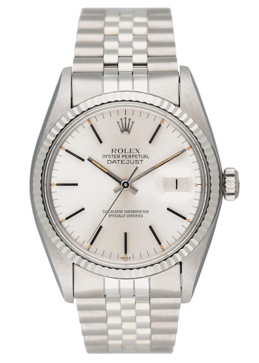 Rolex Datejust 16014 Silver Dial Mens Watch Box Papers