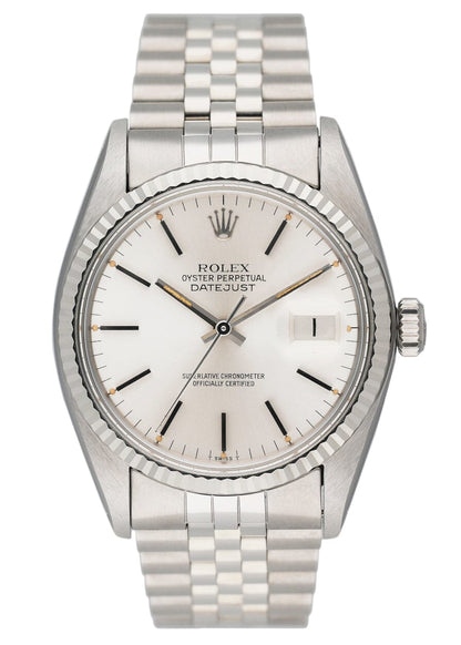Rolex Datejust 16014 Silver Dial Mens Watch Box Papers