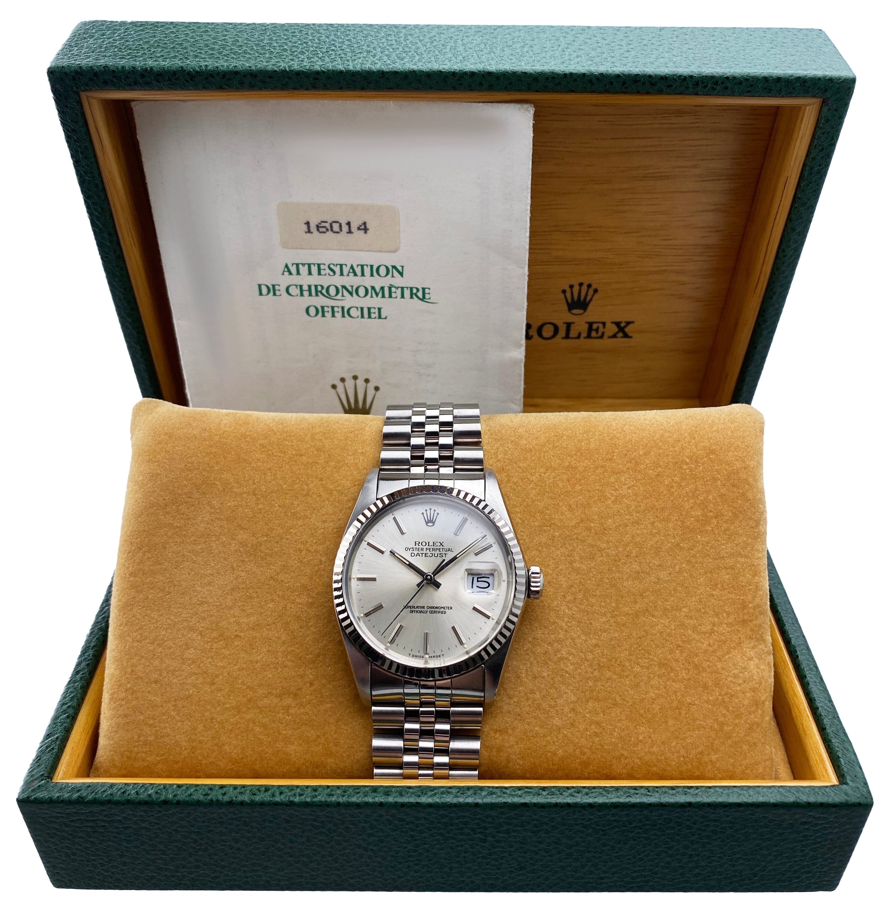 Rolex Datejust 16014 Silver Dial Mens Watch Box Papers – Phigora