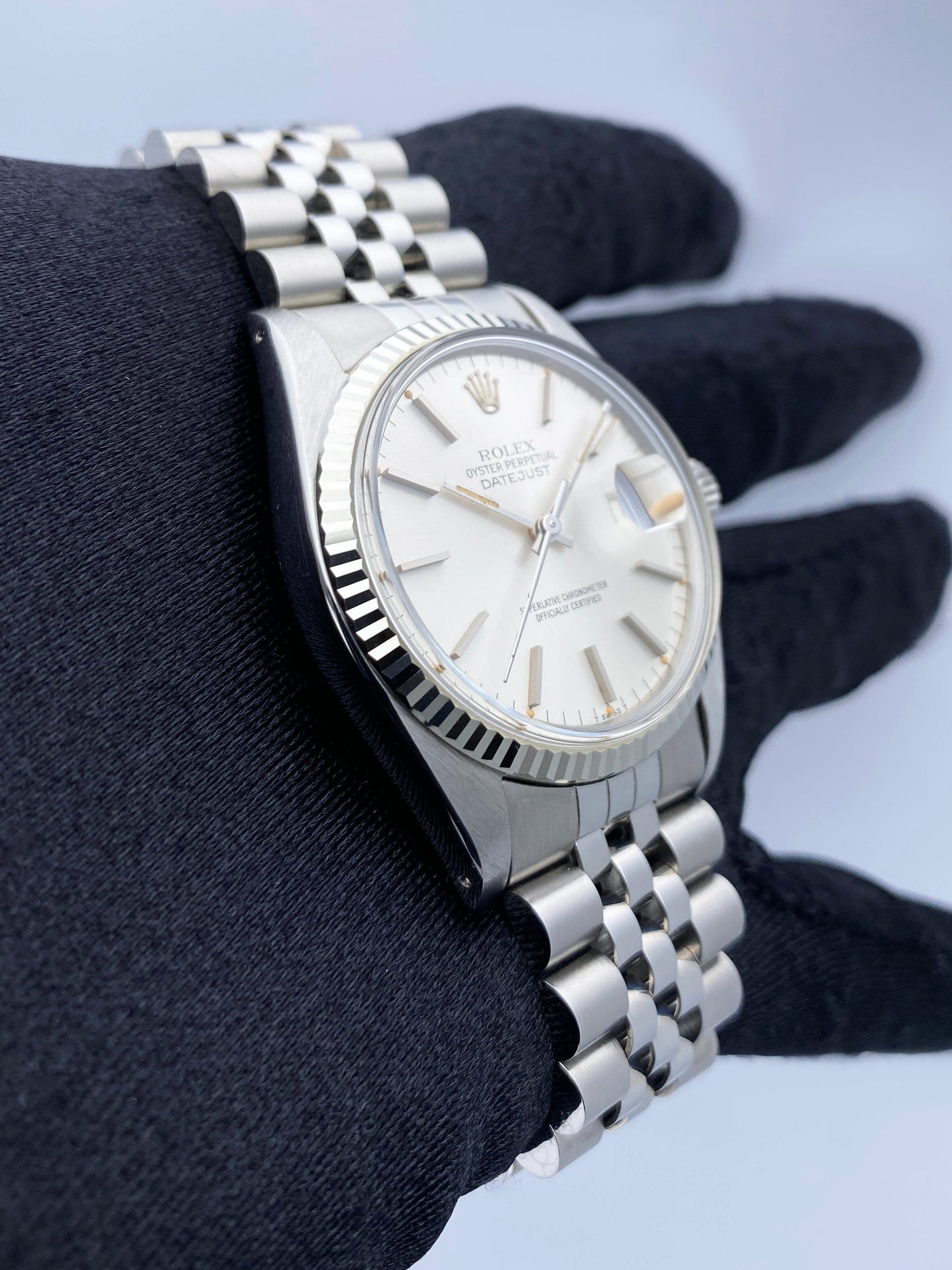 Rolex Datejust 16014 Silver Dial Mens Watch Box Papers