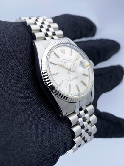 Rolex Datejust 16014 Silver Dial Mens Watch Box Papers