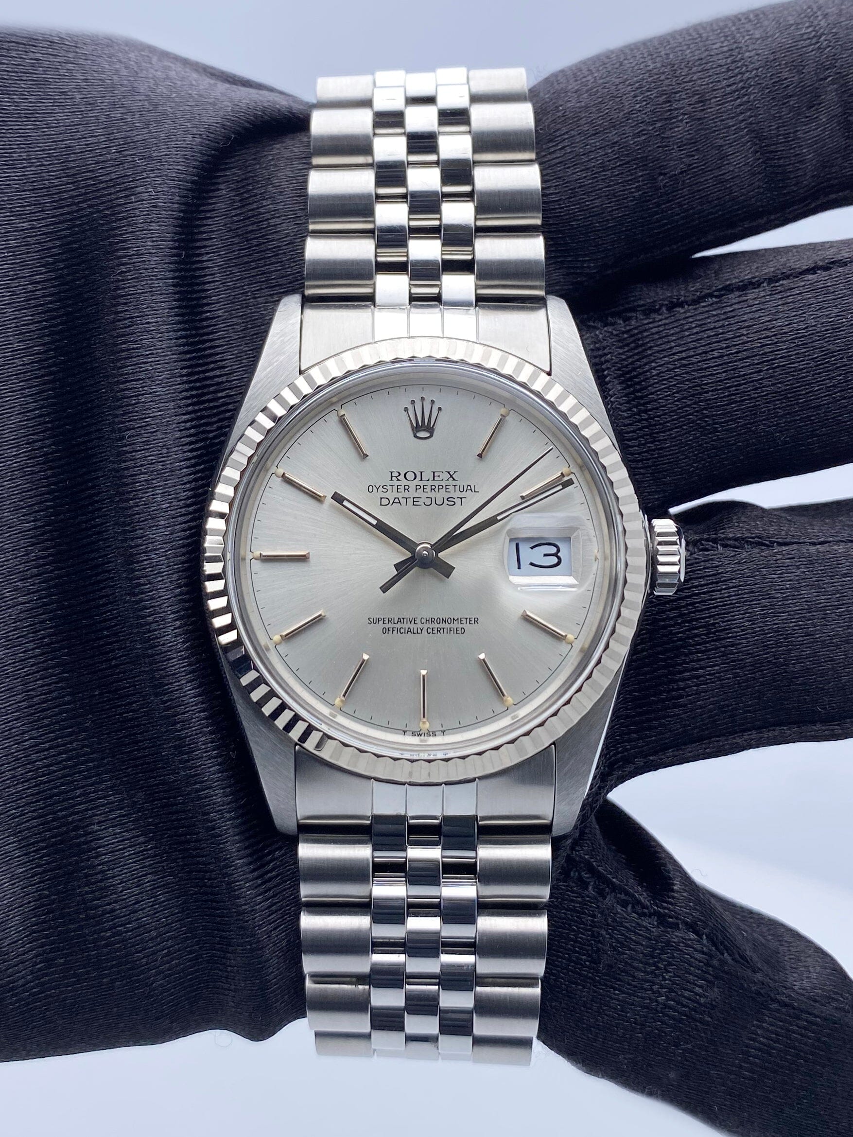 Rolex Datejust 16014 Silver Dial Stainless Steel Mens Watch