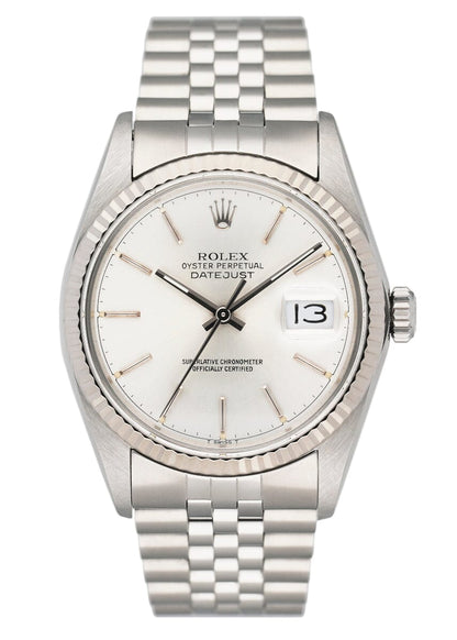Rolex Datejust 16014 Silver Dial Stainless Steel Mens Watch