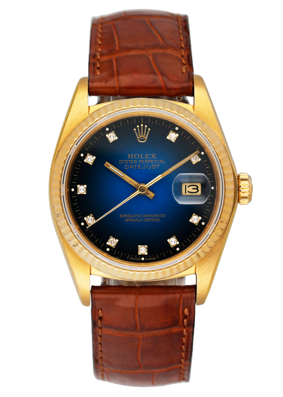 Rolex Datejust 16018 Blue Vignette Diamond Dial Mens Watch - Wristwatch