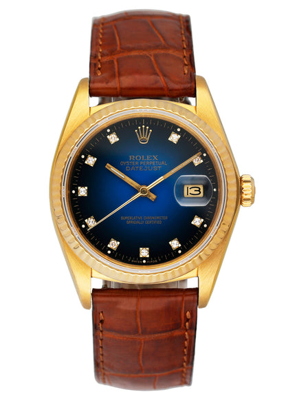 Rolex Datejust 16018 Blue Vignette Diamond Dial Mens Watch - Wristwatch
