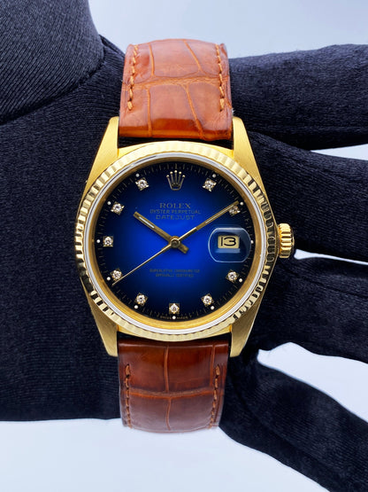 Rolex Datejust 16018 Blue Vignette Diamond Dial Mens Watch - Wristwatch