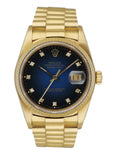 Rolex Datejust 16018 President Blue Vignette Diamond Dial Men’s Watch Box & Paper - Wristwatch