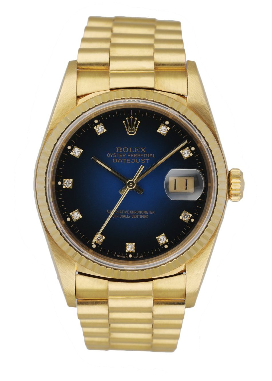 Rolex Datejust 16018 President Blue Vignette Diamond Dial Men’s Watch Box & Paper - Wristwatch