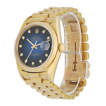 Rolex Datejust 16018 President Blue Vignette Diamond Dial Men’s Watch Box & Paper - Wristwatch