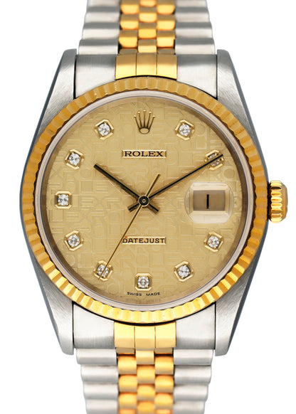 Rolex Datejust 16233 Anniversary Diamond Dial Mens Watch Box Papers - Virtual