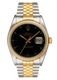 Rolex Datejust 16233 Black Dial Mens Watch Box Papers - Virtual