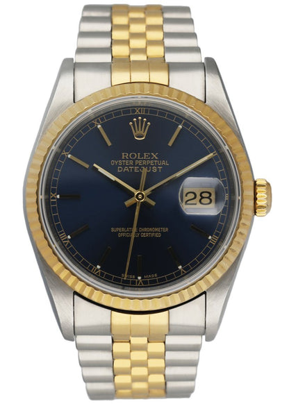 Rolex Datejust 16233 Blue Dial Men’s Watch Box & Papers - Wristwatch