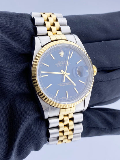 Rolex Datejust 16233 Blue Dial Men’s Watch Box & Papers - Wristwatch