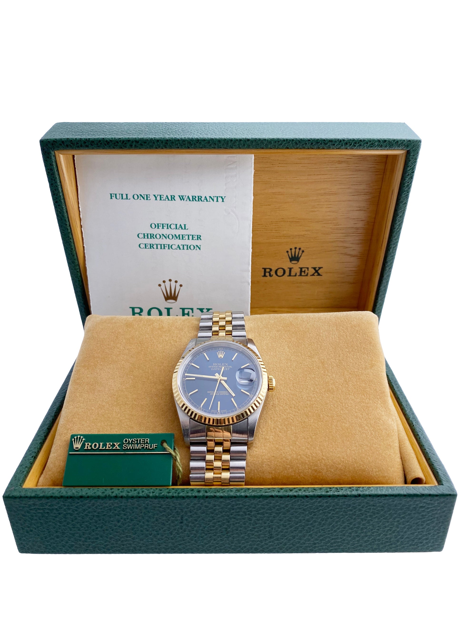 Rolex Datejust 16233 Blue Dial Men’s Watch Box & Papers - Wristwatch