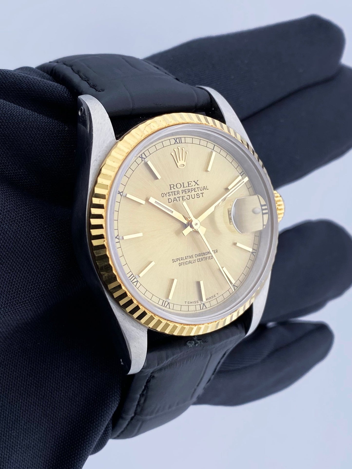 Rolex Datejust 16233 Champagne Dial Mens Watch - Virtual